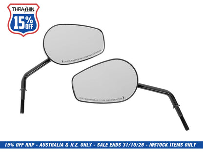 Billet Mini Mirrors Flame - Black