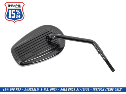 Billet Mini Mirrors Finned - Black