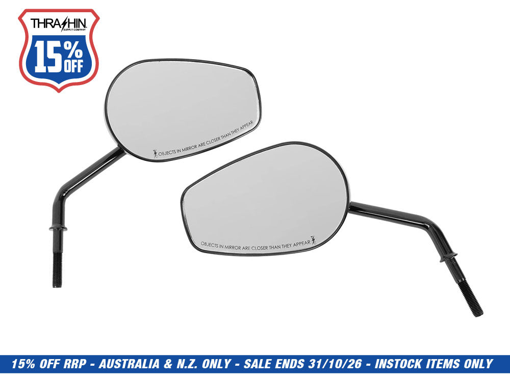 Billet Mini Mirrors Finned - Black