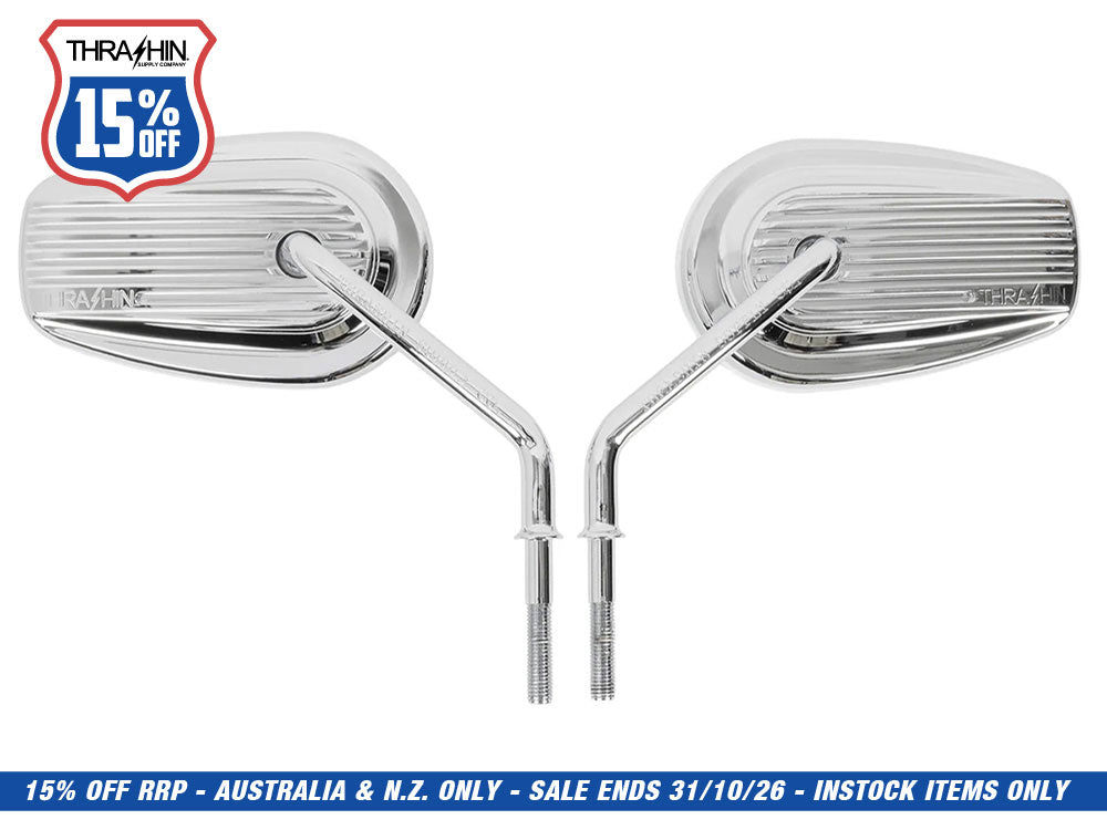 Billet Mini Mirrors Finned - Chrome