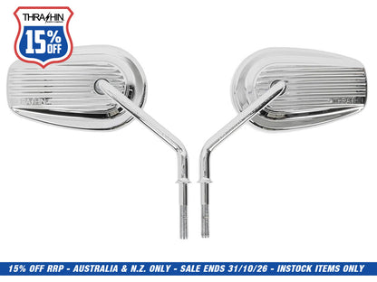 Billet Mini Mirrors Finned - Chrome