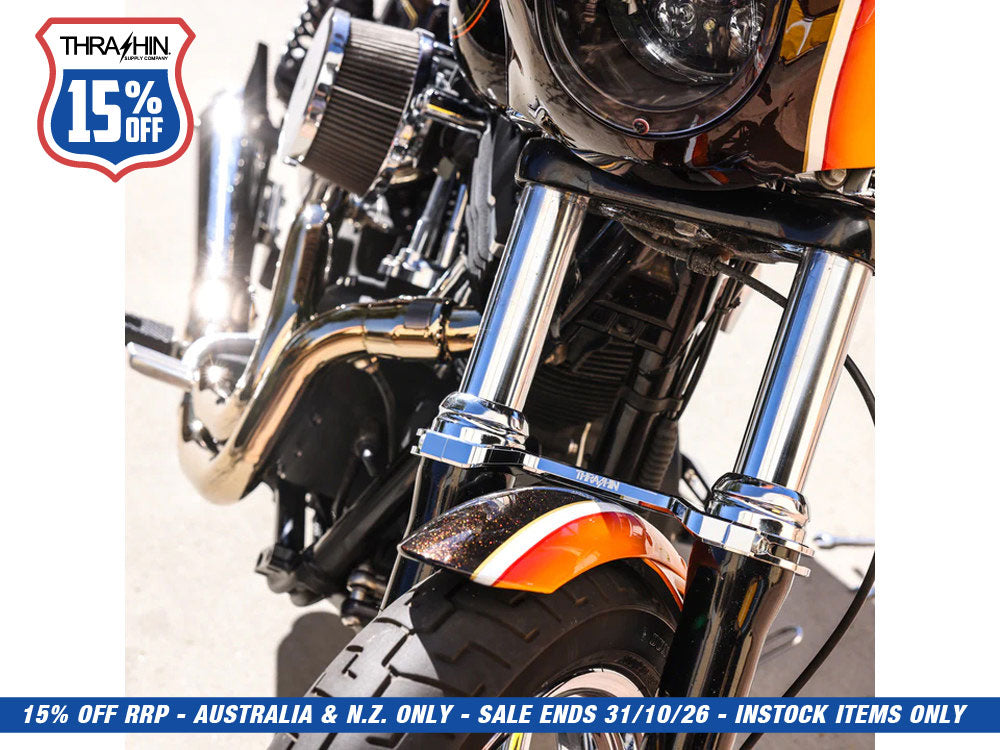 Billet Fork Brace - Chrome. Fits 49mm Dyna Mid-Glide 2006-2017.