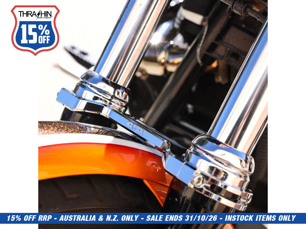 Billet Fork Brace - Chrome. Fits 49mm Dyna Mid-Glide 2006-2017.