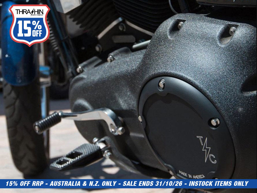 5-Hole Dished Billet Derby Cover - Black. Fits Softail 1999-2018, Dyna 1999-2017 & Touring 1999-2015.