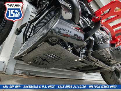 Skid Plate - Carbon Fibre Forged Weave. Fits CVO Touring 2023up & Street Glide & Road Glide 2024up