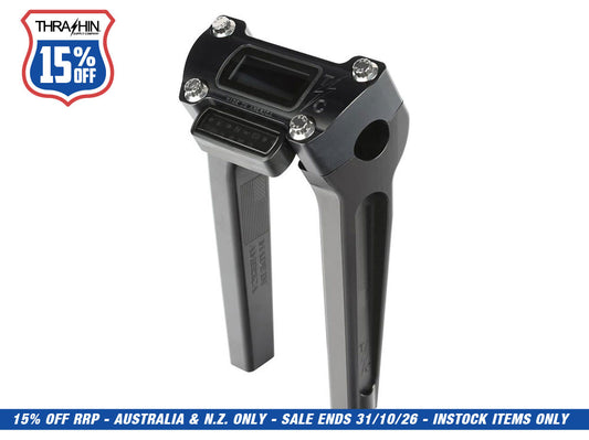 8in. Straight Thrashin Risers - Black. Fits Softail Street Bob, Low Rider ST, Standard & Breakout 2018-2024