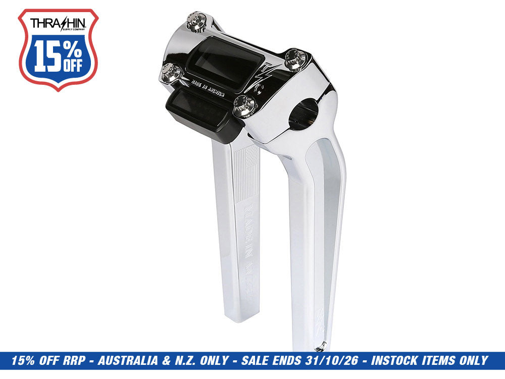 9.5in. Pull Back Thrashin Risers - Chrome. Fits Softail Street Bob, Low Rider ST, Standard & Breakout 2018-2024