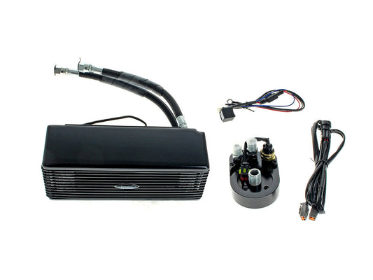Fan Assisted Low Mount Oil Cooler Kit - Gloss Black. Fits Dyna 1993-2017
