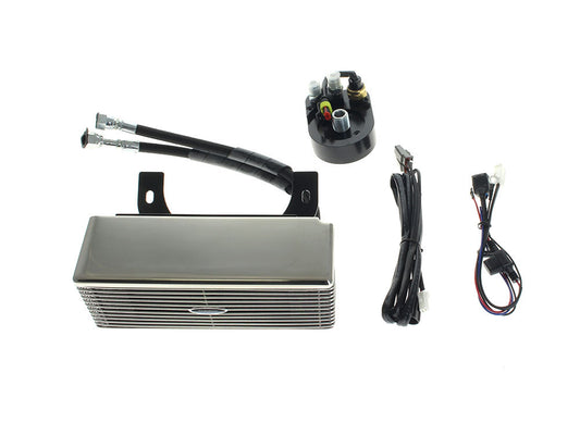 Fan Assisted Low Mount Oil Cooler Kit - Stainless Steel. Fits Touring 1994-2008