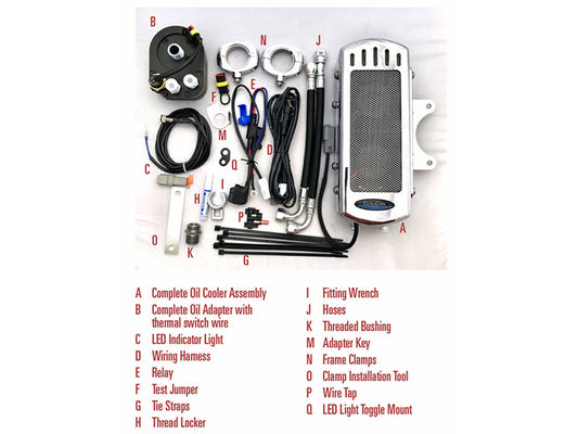 Fan Assisted Side Mount Oil Cooler Kit - Chrome. Fits Dyna 1991-2017