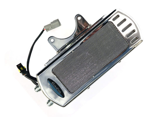 Fan Assisted Side Mount Oil Cooler Kit - Chrome. Fits Softail 1985-2017