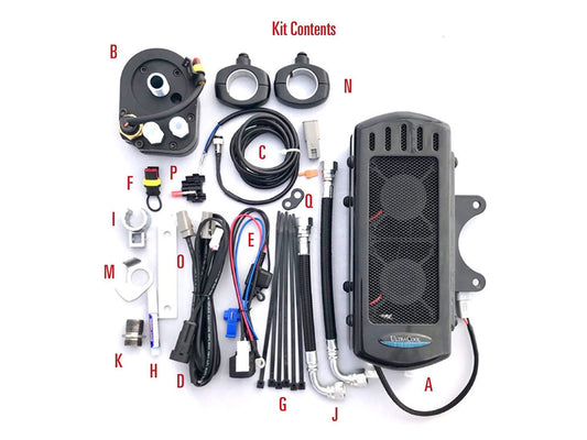 Fan Assisted Side Mount Oil Cooler Kit - Gloss Black. Fits Softail 1985-2017