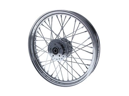 19in. x 2.50in. Front 40 Spoke Cross Laced Wheel - Chrome. Fits Narrow Glide Dyna 2000-2005 & Sportster 2000-2007