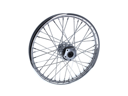 21in. x 2.15in. Front 40 Spoke Cross Laced Wheel - Chrome. Fits Softail 1984-1999, Dyna Wide Glide 1993-1999 & FXWG 1984-1986.