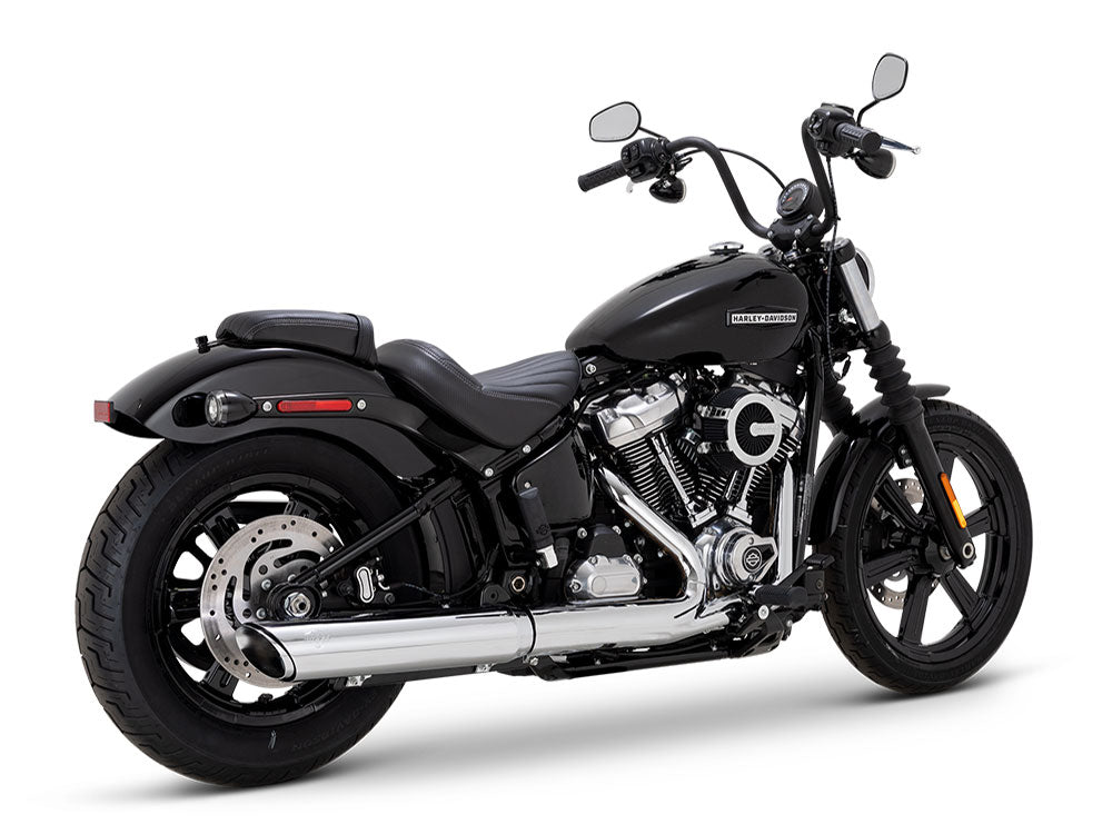 4in. Twin Slash Slip-On Muffler - Chrome. Fits Softail Street Bob, Low Rider S, Low Rider ST & Heritage 2025up
