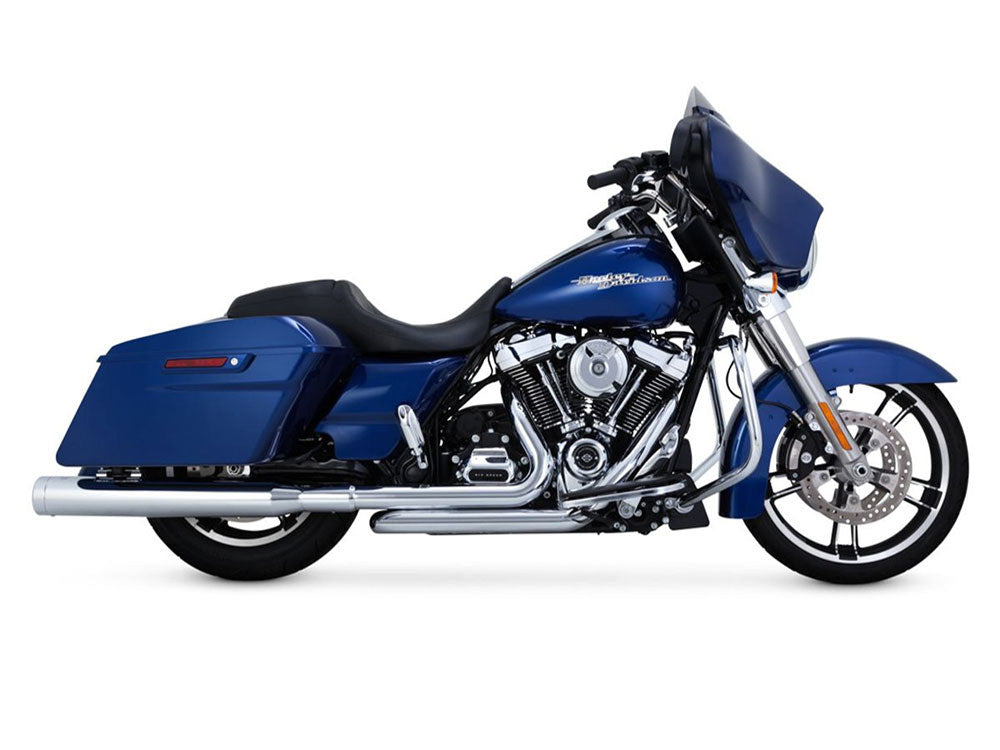 4in. Monster Round Slip-On Mufflers - Chrome with Chrome End Caps. Fits Touring 2017up