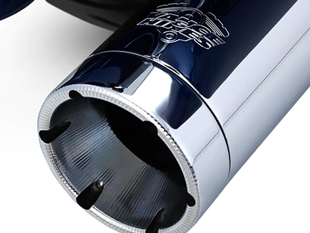 4in. Monster Round Slip-On Mufflers - Chrome with Chrome End Caps. Fits Touring 2017up