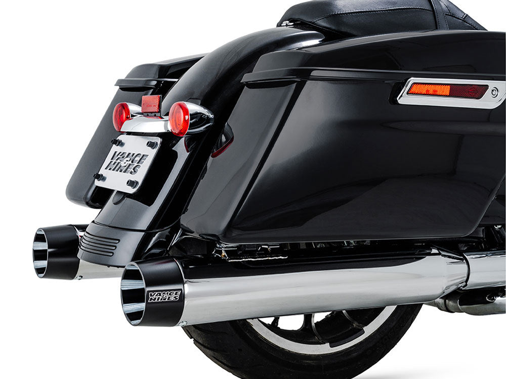 4.5in. Blackbird 450 Slip-On Mufflers - Chrome with Black End Caps. Fits Touring 2017up