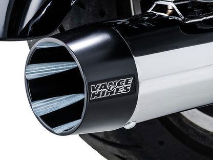 4.5in. Blackbird 450 Slip-On Mufflers - Chrome with Black End Caps. Fits Touring 2017up