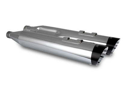 4.5in. Razorback Slash Cut Slip-On Mufflers - Chrome with Black End Caps. Fits Touring 2017up