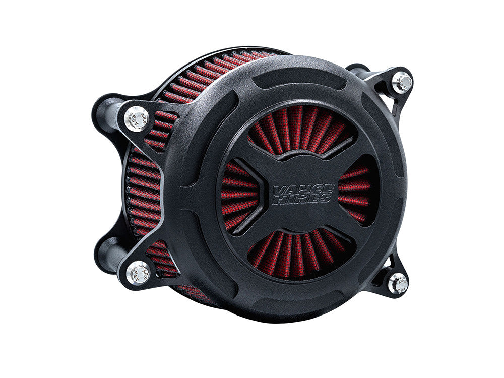 VO2 X Air Cleaner Kit - Wrinkle Black. Fits Softail 2000-2015, Dyna 1999-2017, Touring 1999-2007 with CV Carb or Cable Operated Delphi EFI