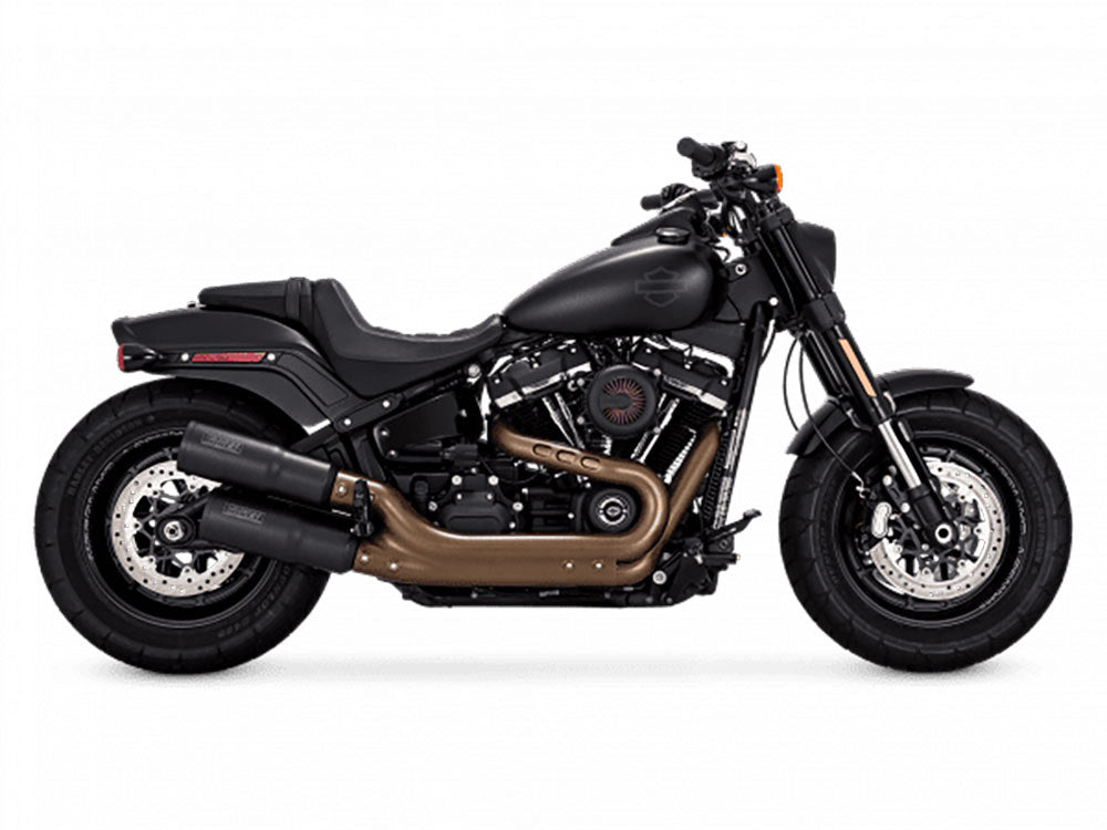 Hi-Output Slip-On Mufflers - Black. Fits Fat Bob 2018-2024