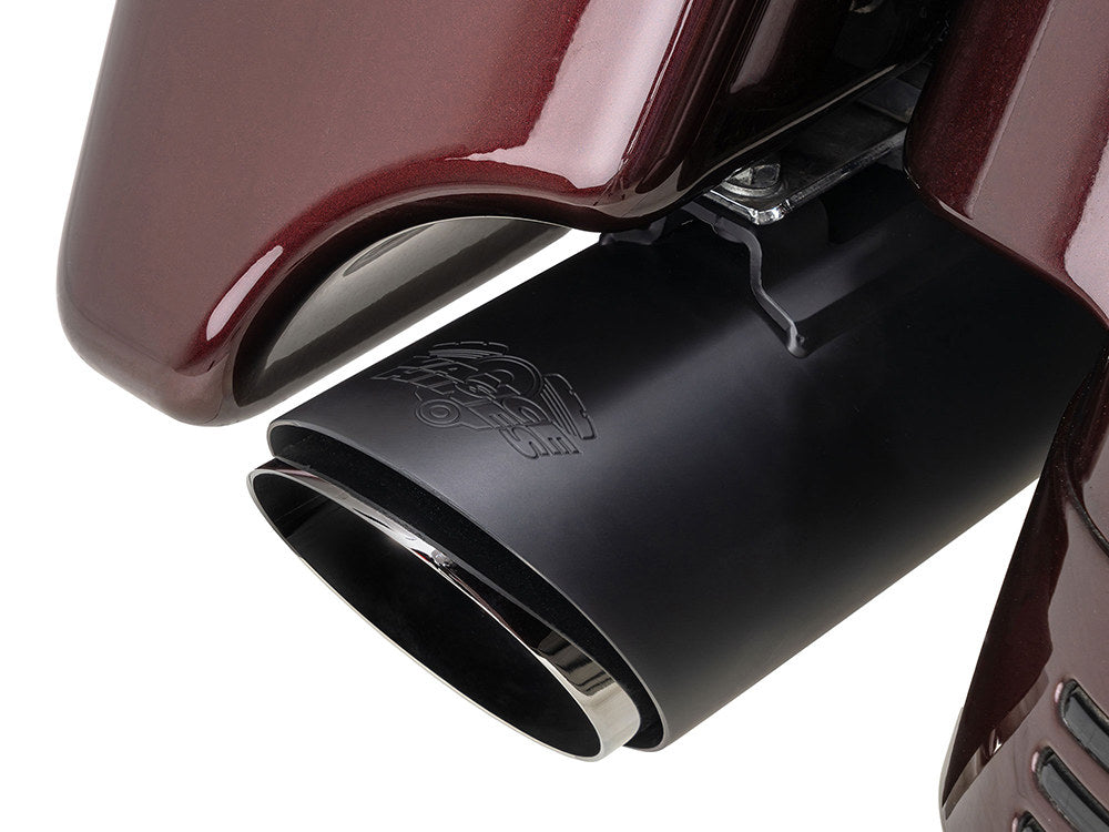 4in. Twin Slash Round Slip-On Mufflers - Black. Fits Touring 2017up