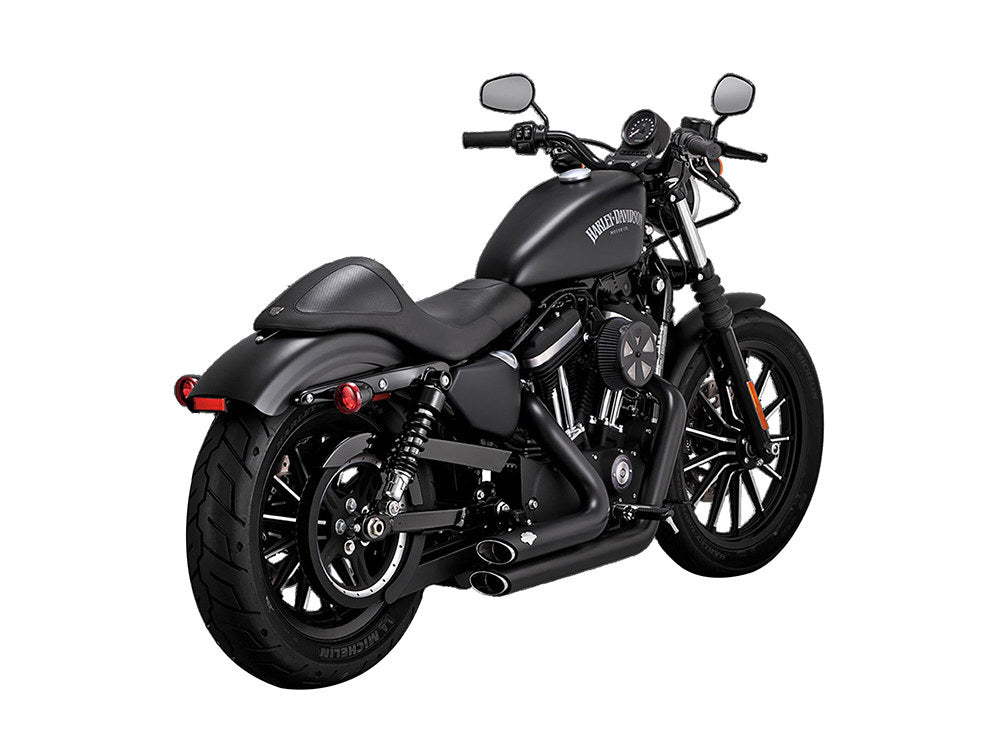 Shortshots Staggered Exhaust - Black. Fits Sportster 2004-2013