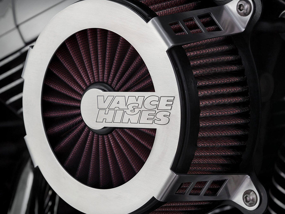 VO2 Cage Fighter Air Cleaner Kit - Brushed Stainless Steel. Fits Touring 2017-2024 & Softail 2018-2024